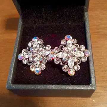 크리스탈 귀걸이 알레르기 대응 티타늄 소재 스퀘어 디자인