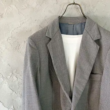 빈티지 테일러드 자켓 하운드투스 체크 울 더블 포켓 LO13