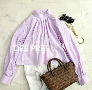 데프레 코튼 스트레치 포플린 볼륨 슬리브 블라우스