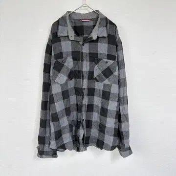 긴팔 셔츠 [ XL ] 그레이 체크 무늬 심플 캐주얼 상의