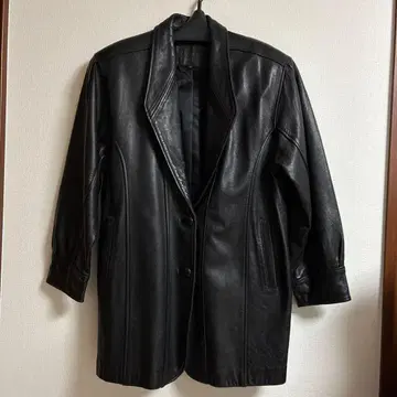 블랙 양가죽 코트