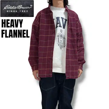 00s 에디 바우어 윈도페인 체크 헤비 플란넬 셔츠