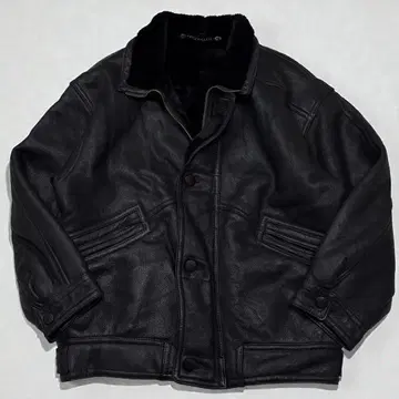 무스탕 자켓 가죽 자켓 보아 램 가죽 양가죽 L 사이즈 48 블랙