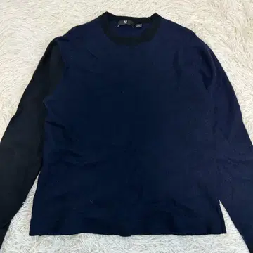 인기 유니클로 플러스J 캐시미어 니트 스웨터 크루넥 바이컬러 L