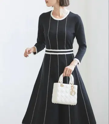 tocco closet luxe/배색 라인 니트 원피스