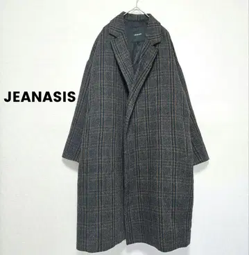 [ JEANASIS ] 체크 무늬 코트 아우터 오버 사이즈 울 혼방