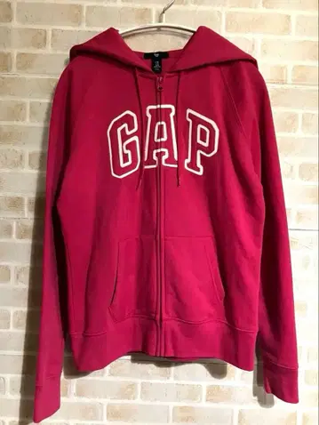 GAP 후드 부착 집업 후드티 핑크 M