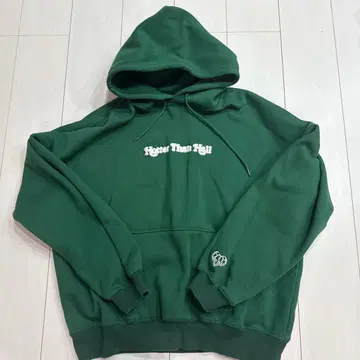 HTH 하트 로고 그린 후드티