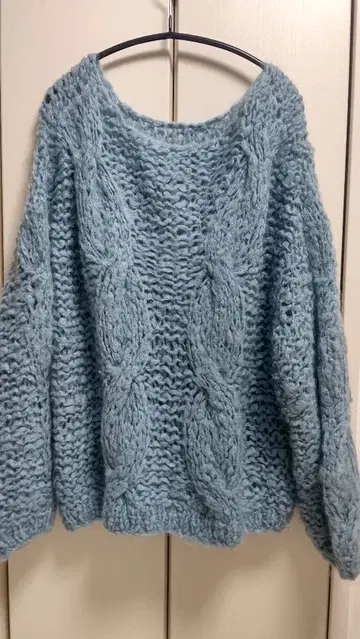 스픽 앤 스팬 스카이블루 케이블 니트 스웨터 긴팔
