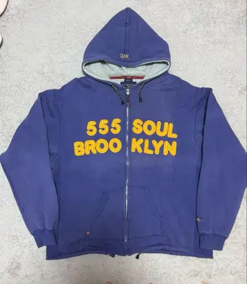드로우 코드 포함 00s 555SOUL 지퍼 후드티 펠트 퍼플