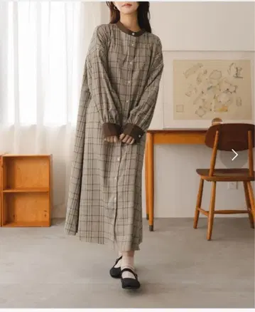 배송비 할인 중 한정 가격 체크 무늬 긴팔 셔츠 원피스