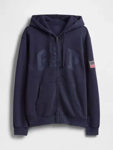 Gap 다크 블루 빈티지 소프트 로고 지퍼 후드티