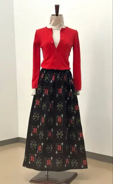 SK3 기모노 리메이크 구루메가스리 옷감 롱 스커트 핸드메이드