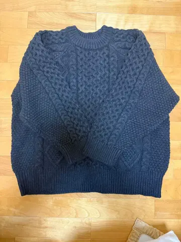 SELECT MOCA 다크 네이비 케이블 니트