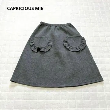 [카프리셔스미] 플레어 스커트 포켓 일본제 허리밴딩 무지 그레이