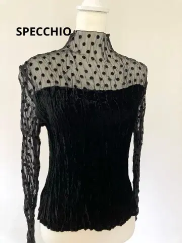 SPECCHIO 스페치오 벨로아 시어 플리츠 도킹 상의