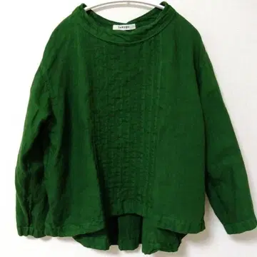 tumugu 솔리 린넨 풀오버 블라우스 그린