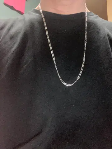 실버 925 각인 있음 피가로 체인 목걸이 길이 70cm 두께 3mm