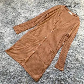 NATURAL BEAUTY BASIC 리브 롱 가디건 M 카멜