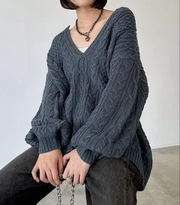 PAGEBOY 케이블 V넥 풀오버