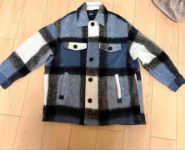 ZARA 체크 무늬 울 혼방 자켓