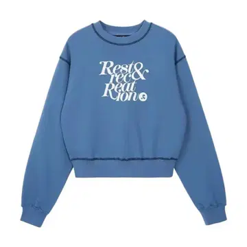 Rest&recreation 파란색 프린트 크루넥 맨투맨