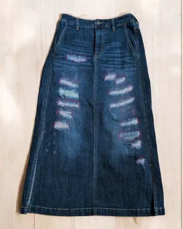 as know as de base 데미지 데님 스커트