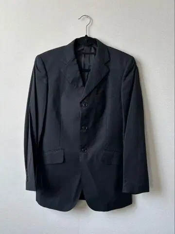 남성용 비기 블랙 3버튼 스트라이프 정장 자켓