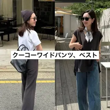 yonfa 용파 쿠코 와이드 팬츠 베스트 gray brown