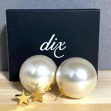 [ 미사용 새상품 ] dix 빔즈 구매 대형 펄 x 별 귀걸이 박스 포함