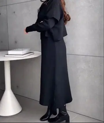 블랙 니트 셋업 터틀넥