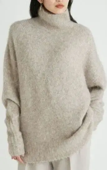 알파카 혼방 터틀 샤기 니트