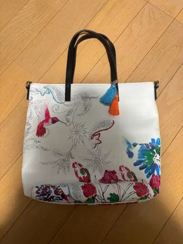 [ 데시구알 ] 꽃과 새 프린트 토트백