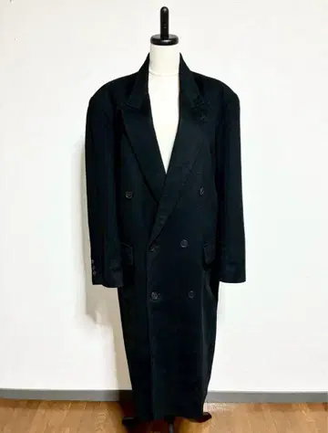 m948 캐시미어 100% 트렌치 롱 코트 블랙 더블 브레스트