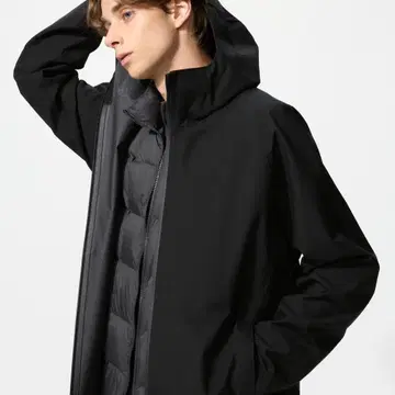 유니클로 블록 테크 후드티 3xl 블랙