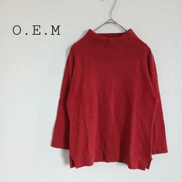 O.E.M. 캐시미어 블렌드 하이넥 7부 소매 니트 부드러운 빨간색 계열