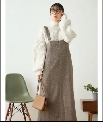 오버롤 스커트 헤링본 내로우 점퍼 스커트 FURRY