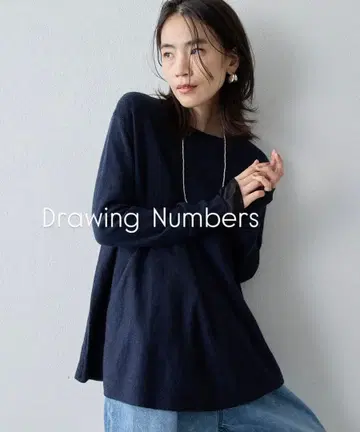 [ 새상품급 ] DrawingNumbers 크루 밑단 라운드 니트 네이비