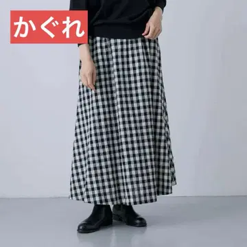 새상품급 카구레 깅엄 체크 플레어 스커트