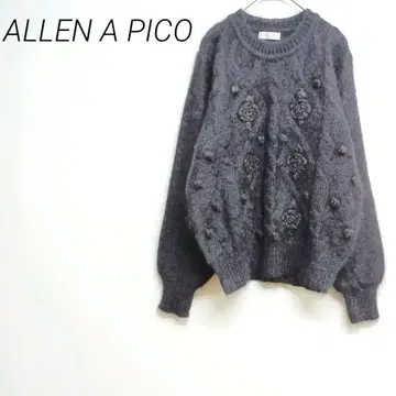 ALLEN A PICO 블랙 니트 스웨터 긴팔 입체 무늬 M