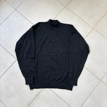 80s 스코틀랜드제 캐시미어 모크넥 니트 블랙 멜란지 NORD