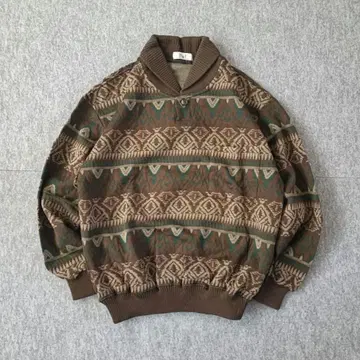 빈티지 일본제 민족 패턴 자카드 스웨터 그랑파코어 레트로 구제 의류