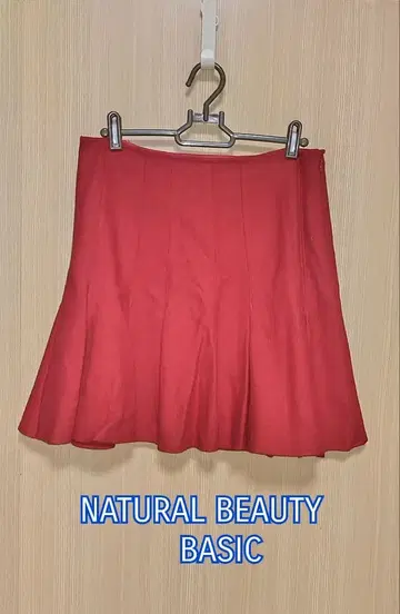 NATURAL BEAUTY BASIC 플레어 스커트 레드 L 사이즈