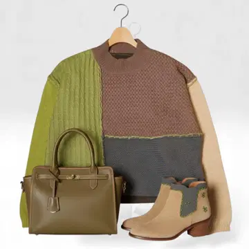 J379@ 성숙 큐트 절개 니트 스웨터 그린