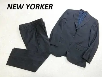 뉴요커 오더 단회전 3버튼 싱글 수트 그레이 스트라이프