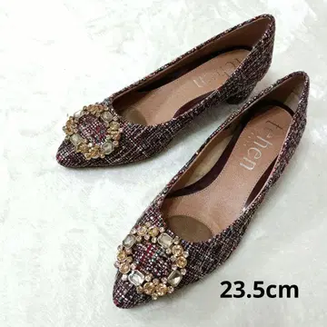 컨디션 최상 tehen paris 트위드 비쥬 펌프스 23.5cm