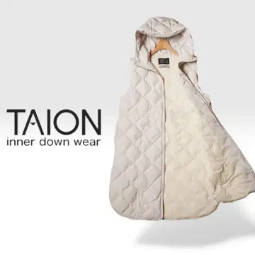 J384 TAION x UNFILO 후드 부착 경량 롱 다운 베스트 M