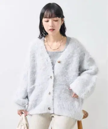 FREAK'S STORE 샤기 니트 V넥 가디건