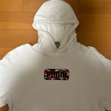 카모 패턴 로고 후드 부착 후드티 화이트