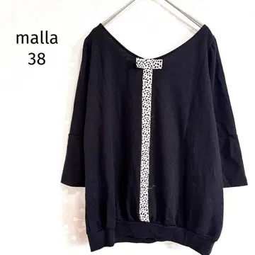 마라 7부 소매 니트탑 등 레오파드 테이프 디자인 백리본